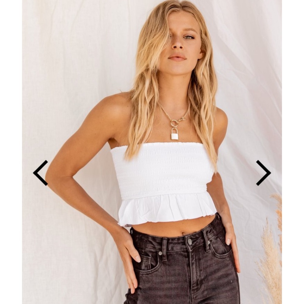 White Cropped Tube Top